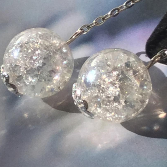 RESTOCKED- Silver Plated Glass Ball Earrings - Picture 4 of 4